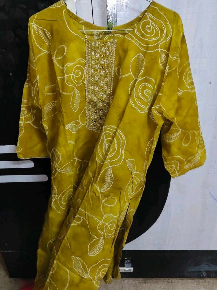 Stylish Kurta with Embellished Neckline