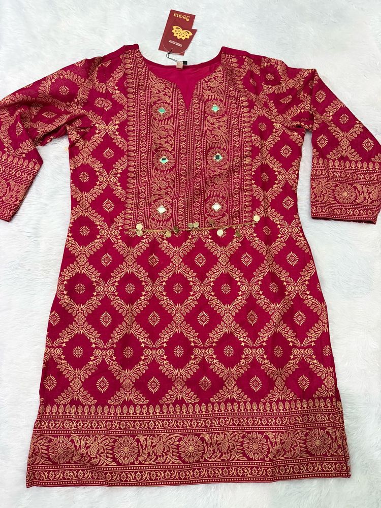 Pink handwork kurta and pant set