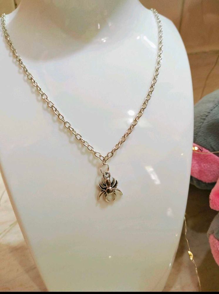 Silver Spider Charm Necklace