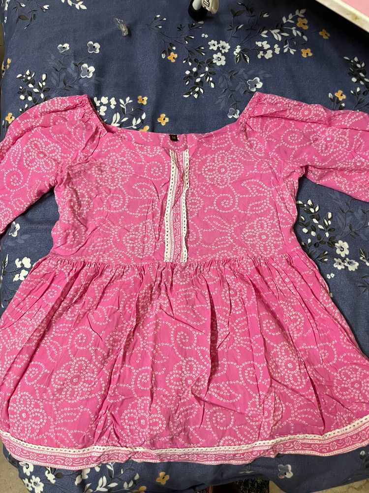 Vibrant Pink Bandhani Kurta