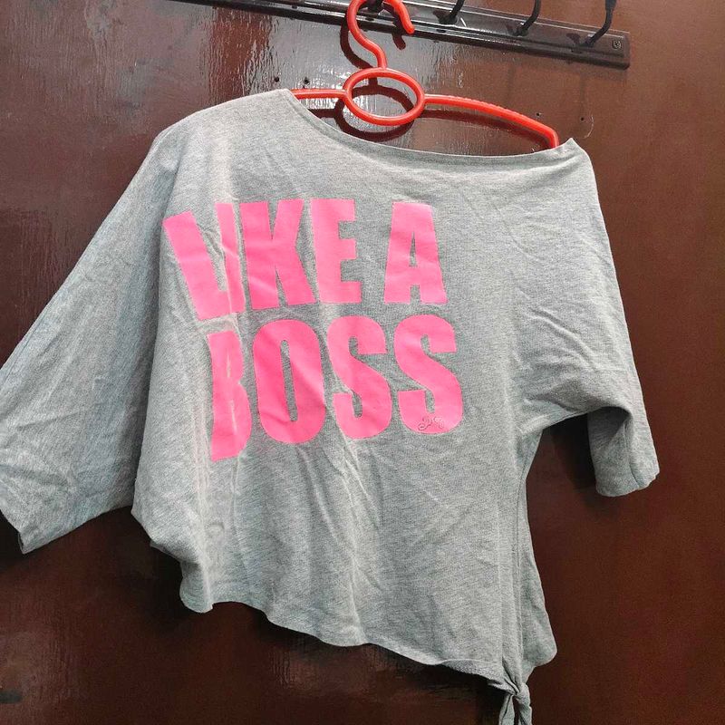 Grey 'Like A Boss' Graphic T-Shirt
