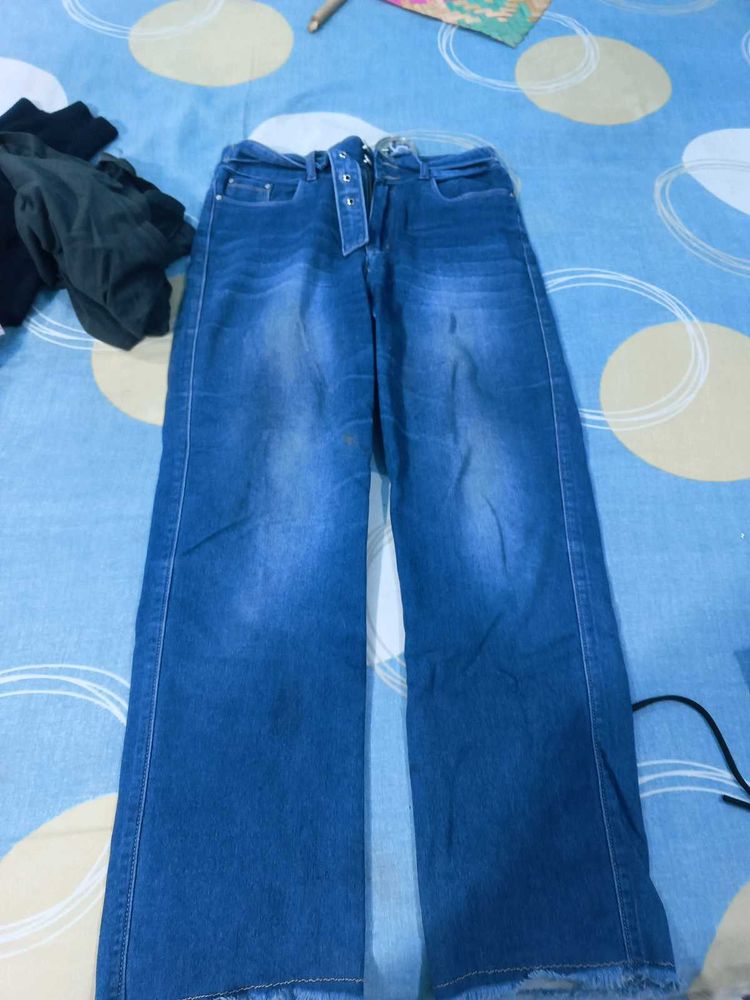 Women's Blue Wide Leg Jeans