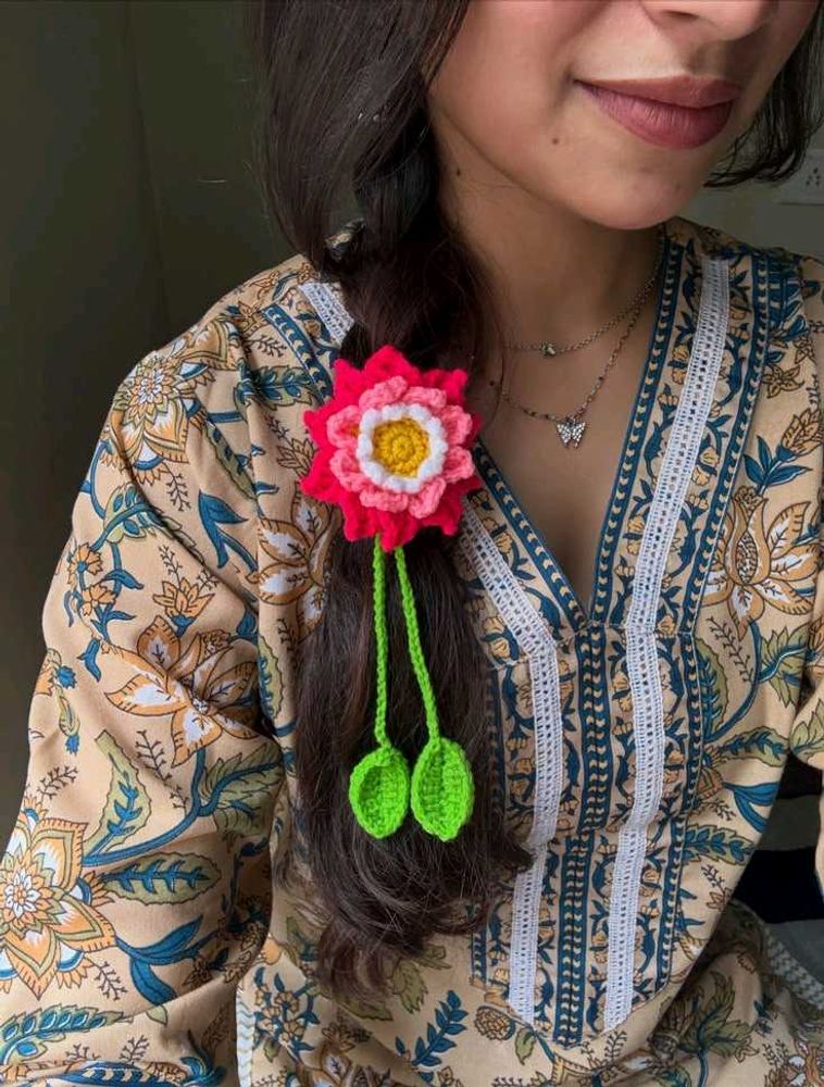 Crochet Lotus Flower Hair Tie