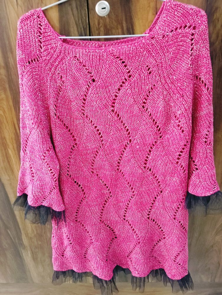 Knitted Rose Pink Top