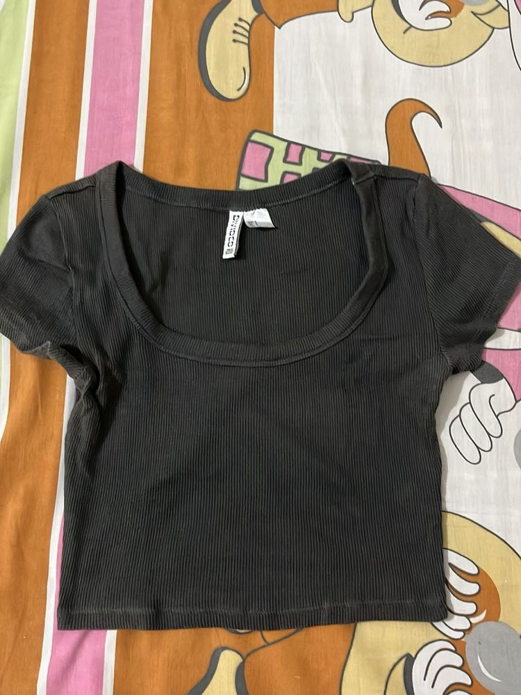 Ribbed Square Neck Crop Top