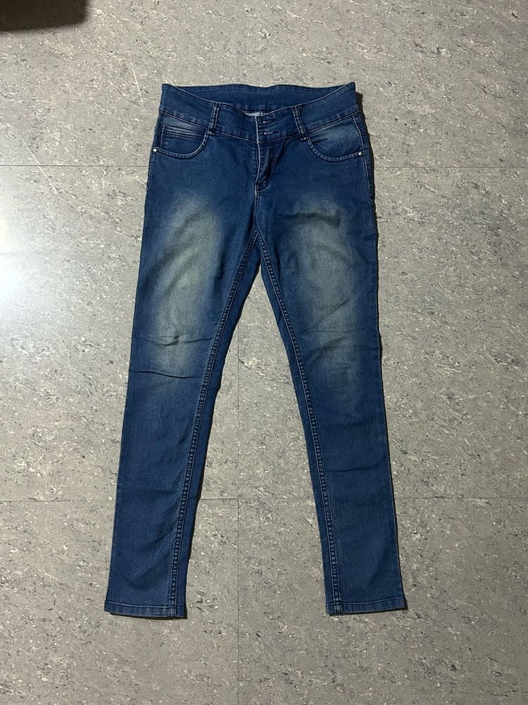 Stylish Blue Washed Skinny Fit Denim Jeans