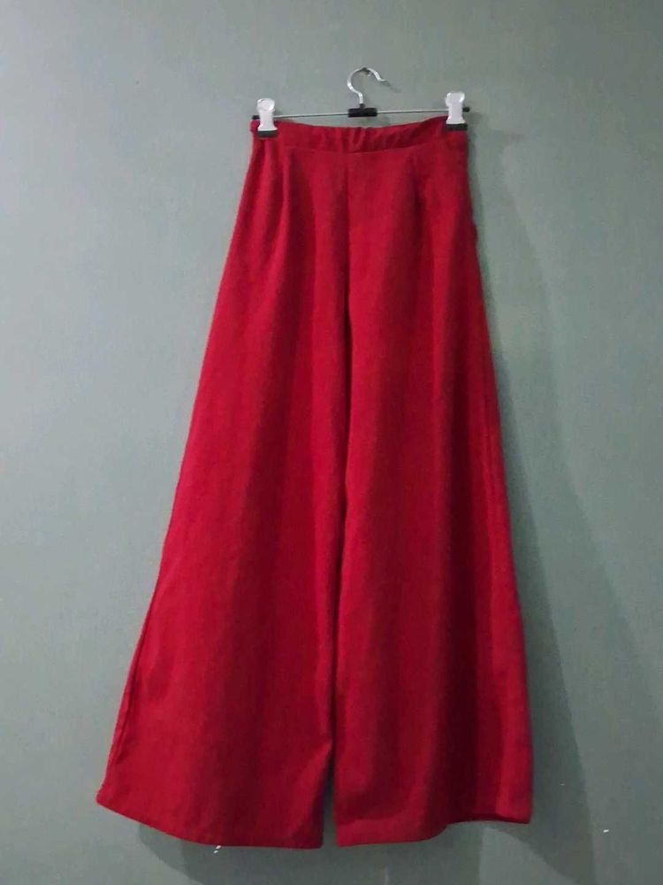 Vibrant Red Wide Leg Pants