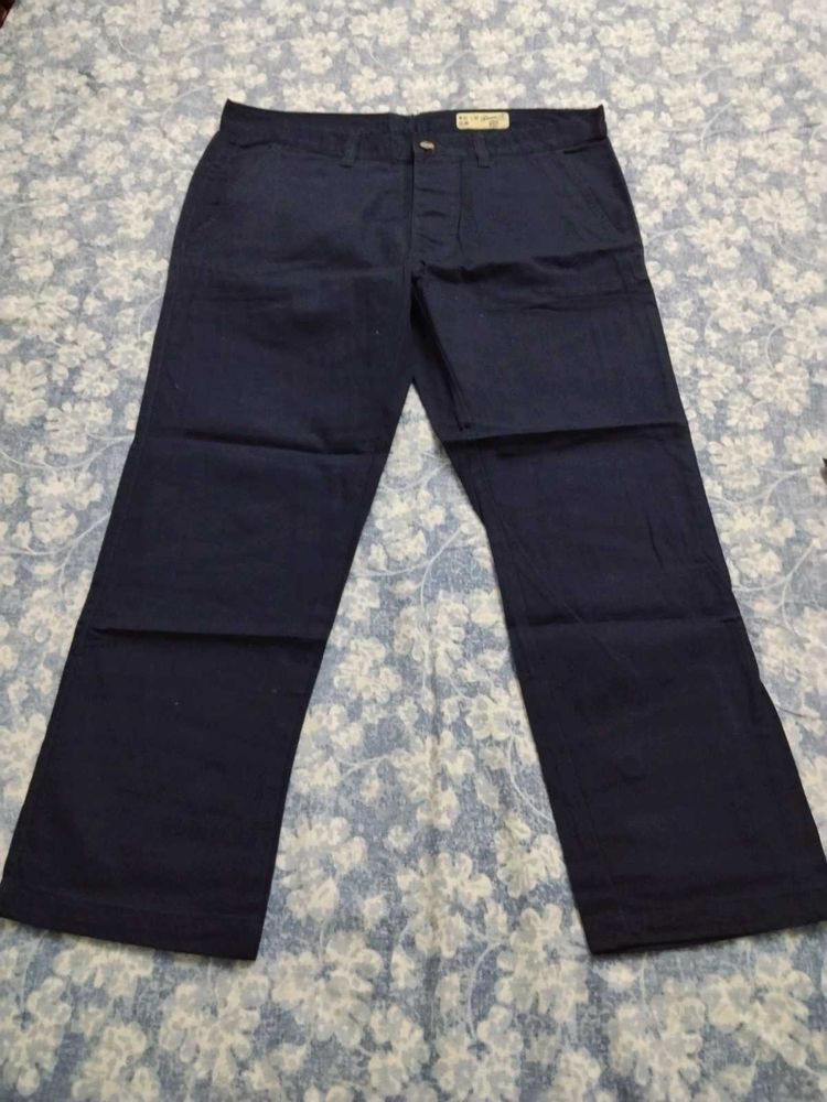 Navy Blue Straight Fit Pants