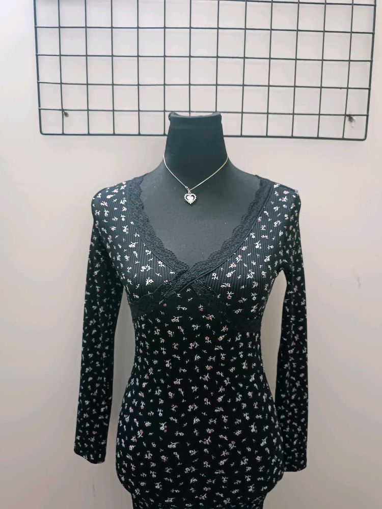pink and black floral bodycon dress