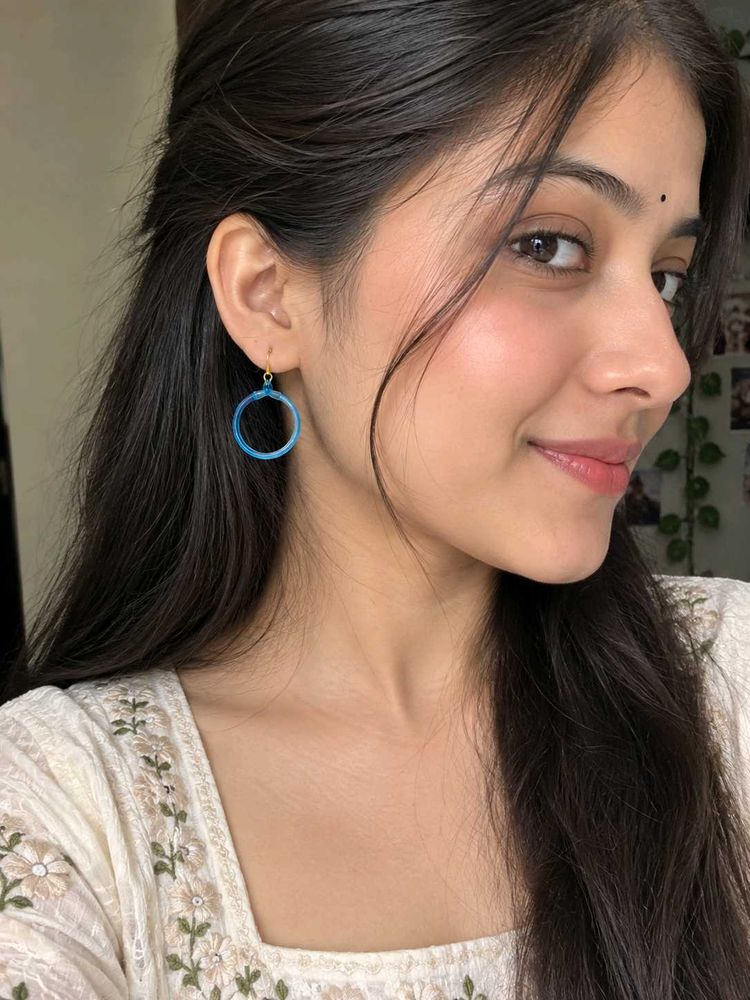 Chic Blue Hoop Earrings