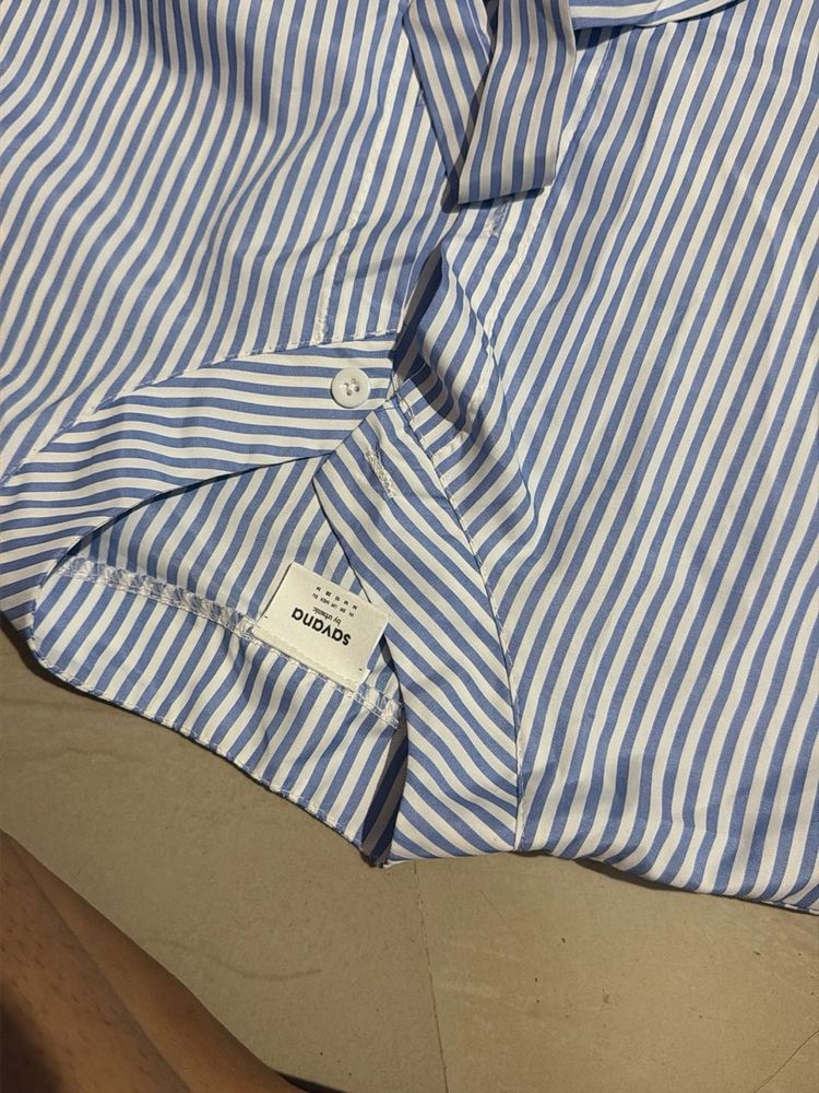 Striped Button-Up Shirt with Tie