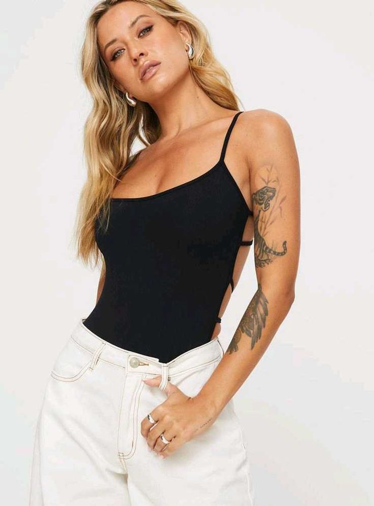 Black Spaghetti Strap Bodysuit