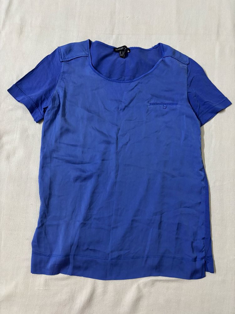 Mango Royal Blue Short Sleeve Top