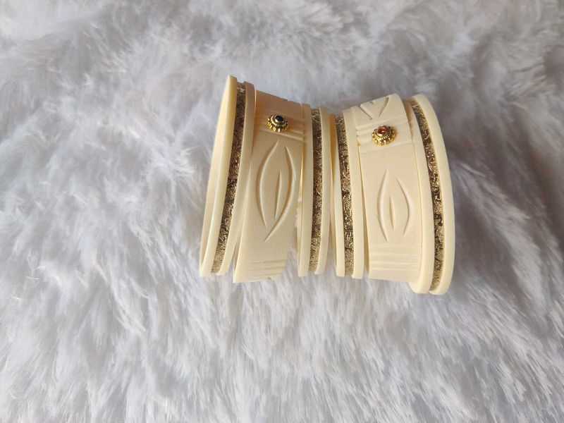 bur rajputi chuda Elegant Ivory Bangles with Gold