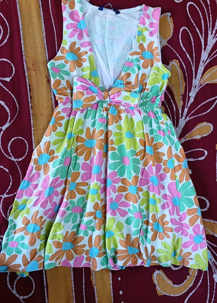 Colorful Floral Print Summer Dress