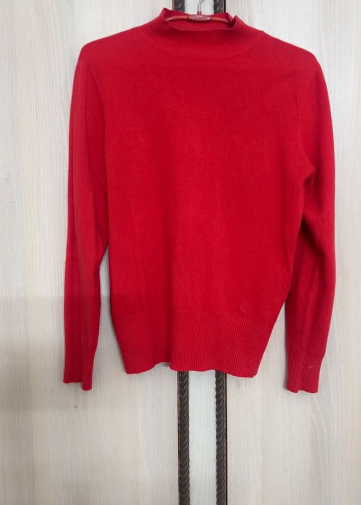 Red Turtleneck Long Sleeve Sweater