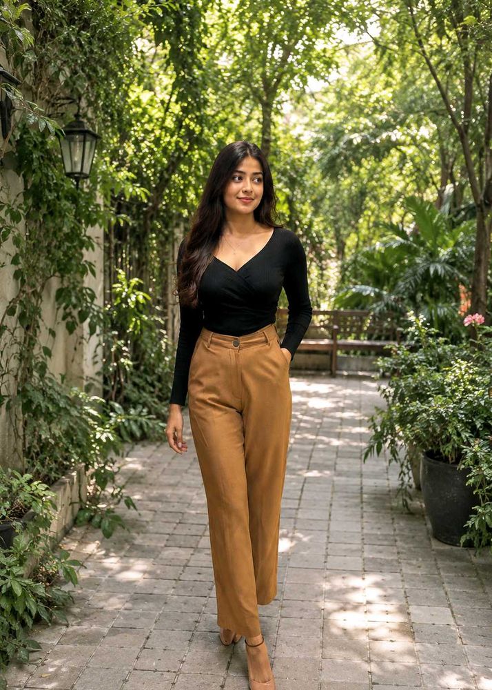 AND tanned Wide-Leg Trousers
