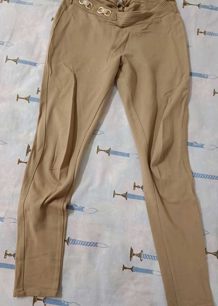 Beige Casual Pants