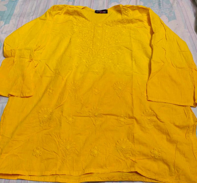 Vibrant Yellow Embroidered Kurta
