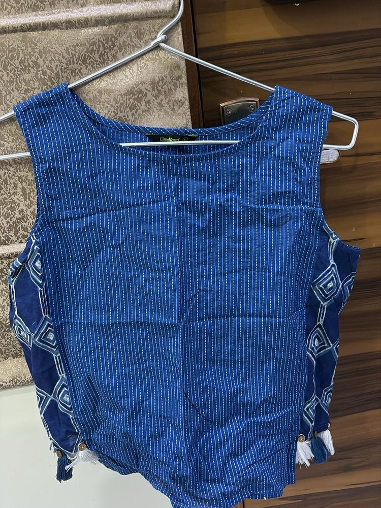Blue Striped Ethnic Top