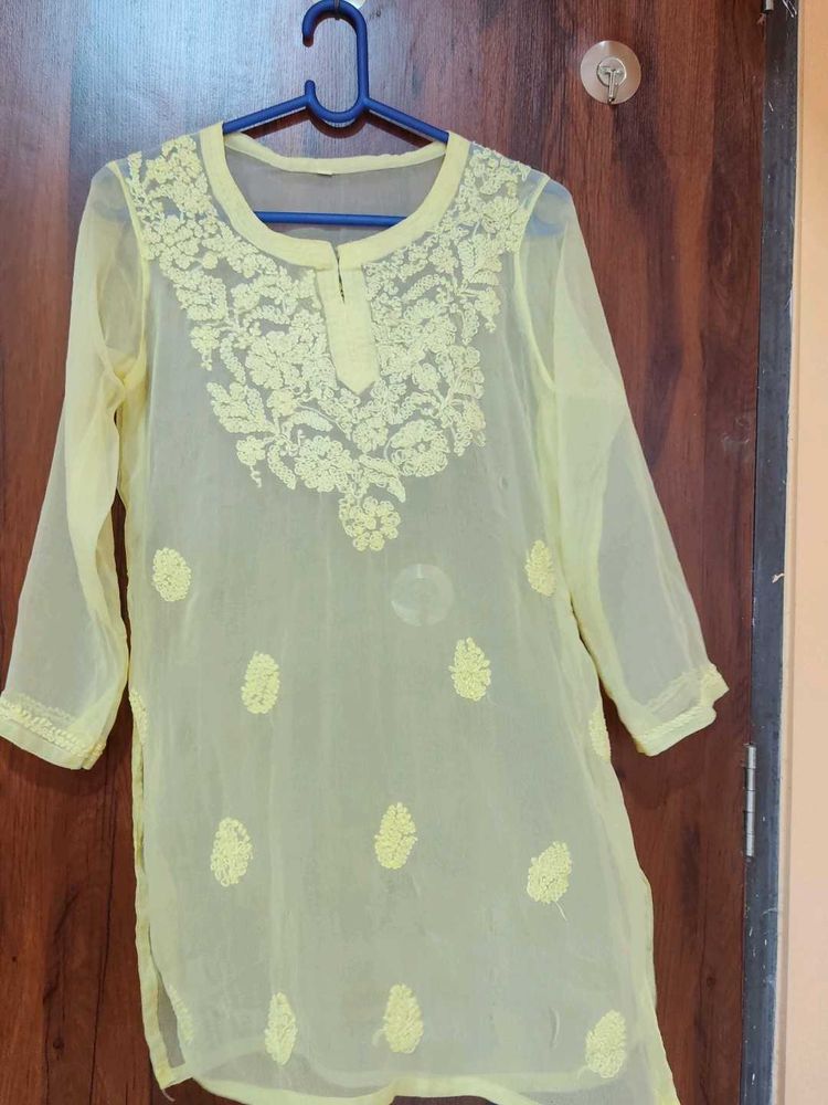 Elegant Yellow Chikankari Kurta