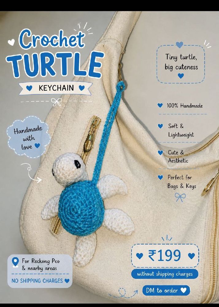 Handmade Crochet Turtle Keychain