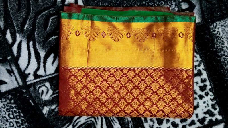 Elegant Yellow &amp; Red Kanchipuram Silk Saree