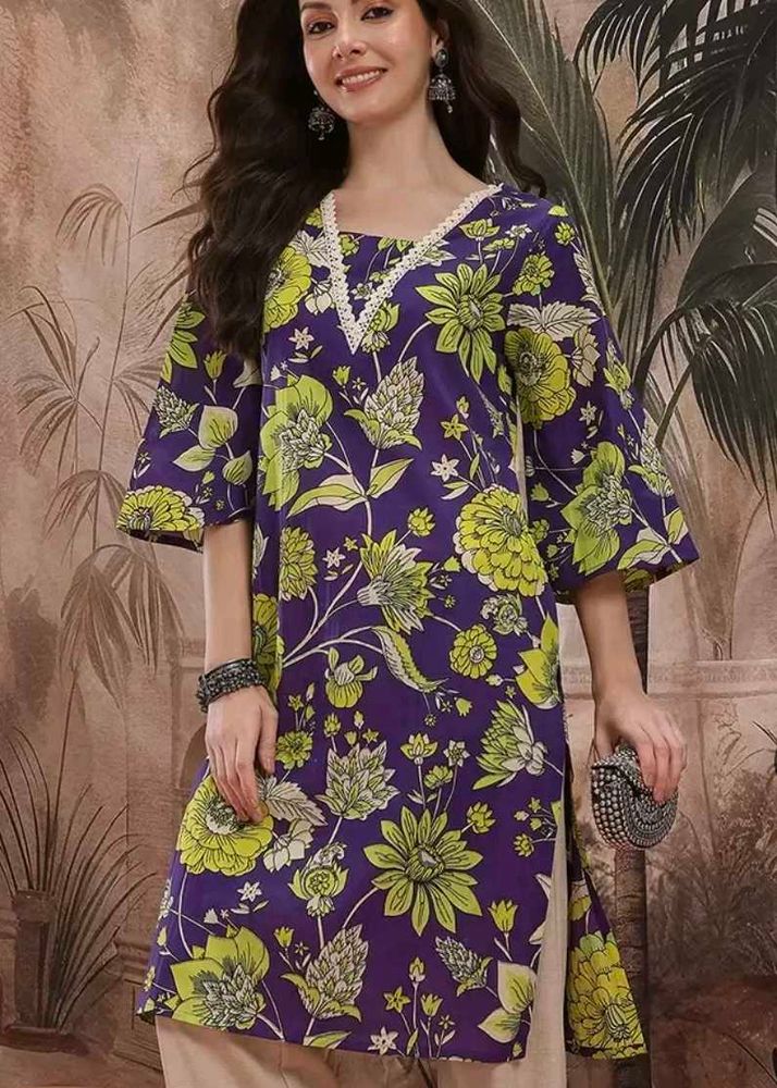 ☆NEW☆Pure cotton Vibrant Purple Floral Kurta💗✨