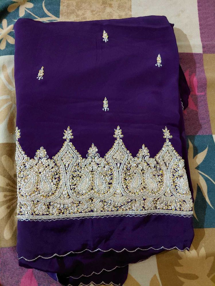 💜heavy saree for bride with zari and dabhka