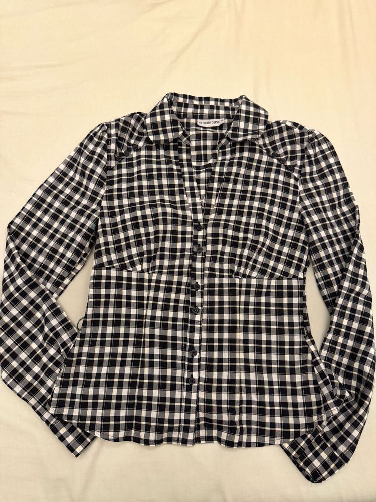 Black &amp; White Checkered Button-Down Top