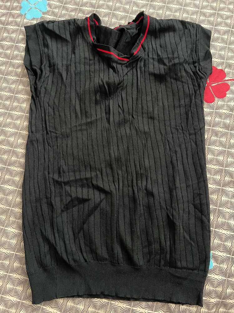 Black Ribbed Knit Top