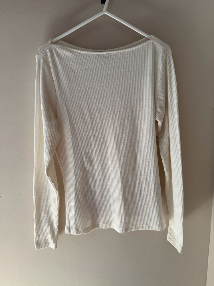 Roadster White Ribbed Fitted Long-Sleeve Top