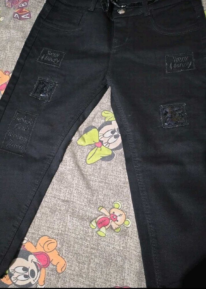 Black Patchwork Jeans