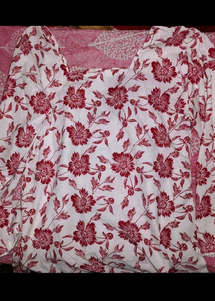 Chic Red Floral Blouse