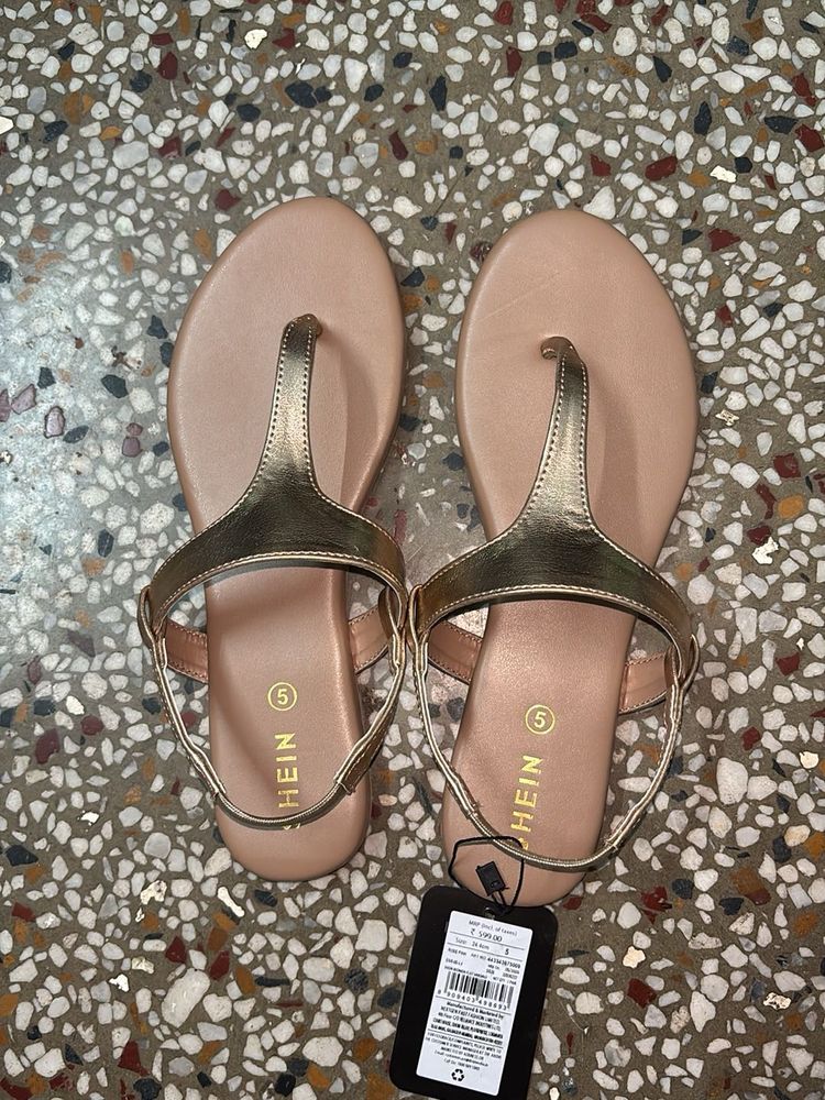 Gold Flat Sandals - SHEIN