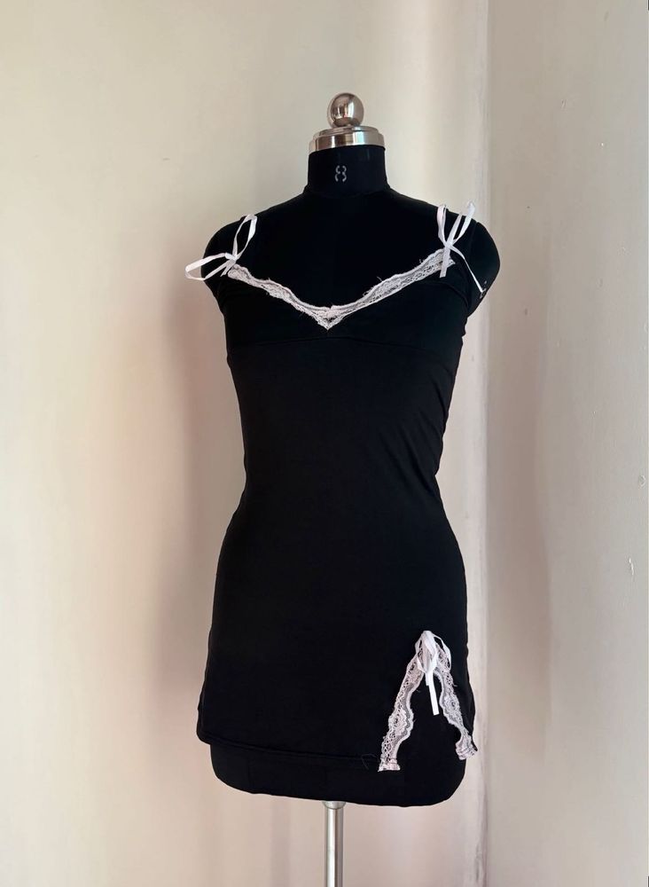 Black Lace Trim Camisole Slip