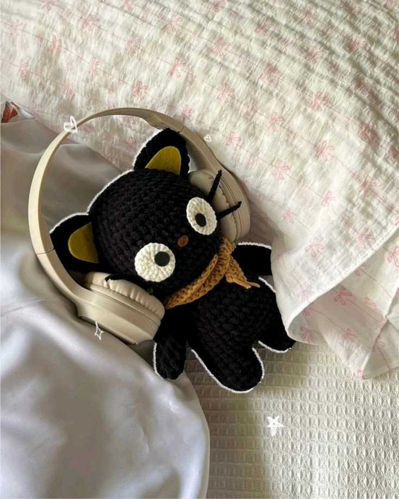 black cat cuddle plushie
