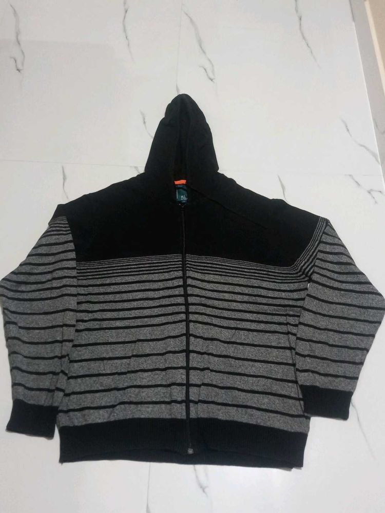 All-4 size Men's Striped Zip-Up Hoodie