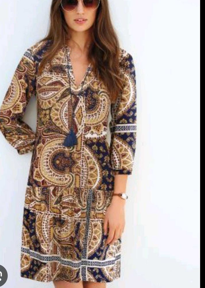 Paisley Print Tiered Dress