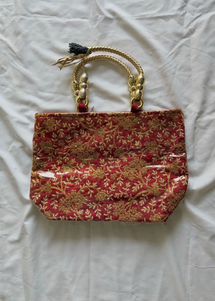 Red Embroidered handbag