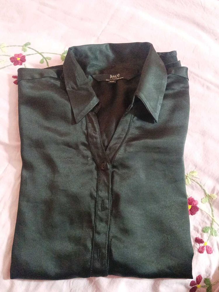 Black satin branded shirt Xxl