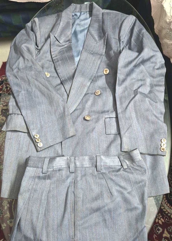 Men's Gray Striped Suit Set