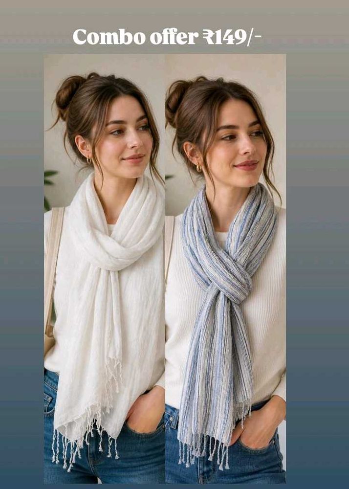 2-Striped Scarf with Tassels