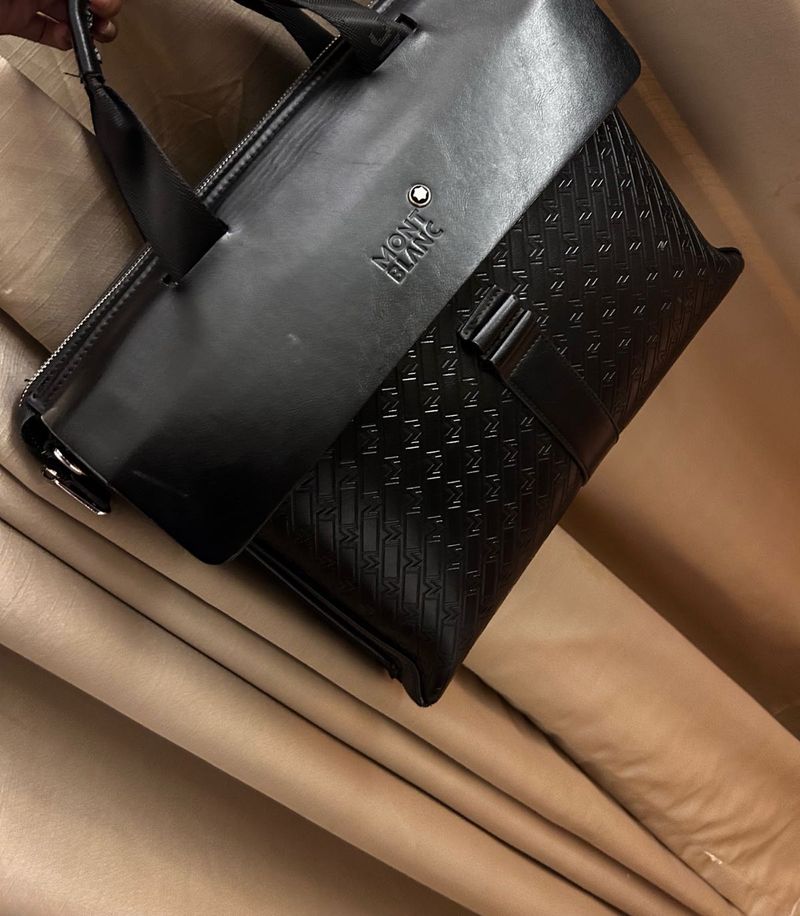 Montblanc Black Leather laptop bag