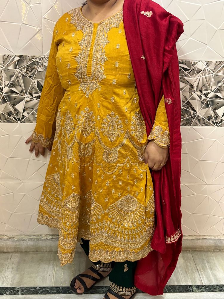 Stunning Yellow Embroidered Kurta Set