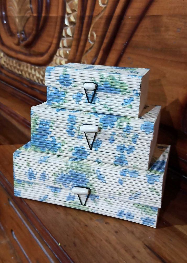 Floral Stackable Wooden Boxes
