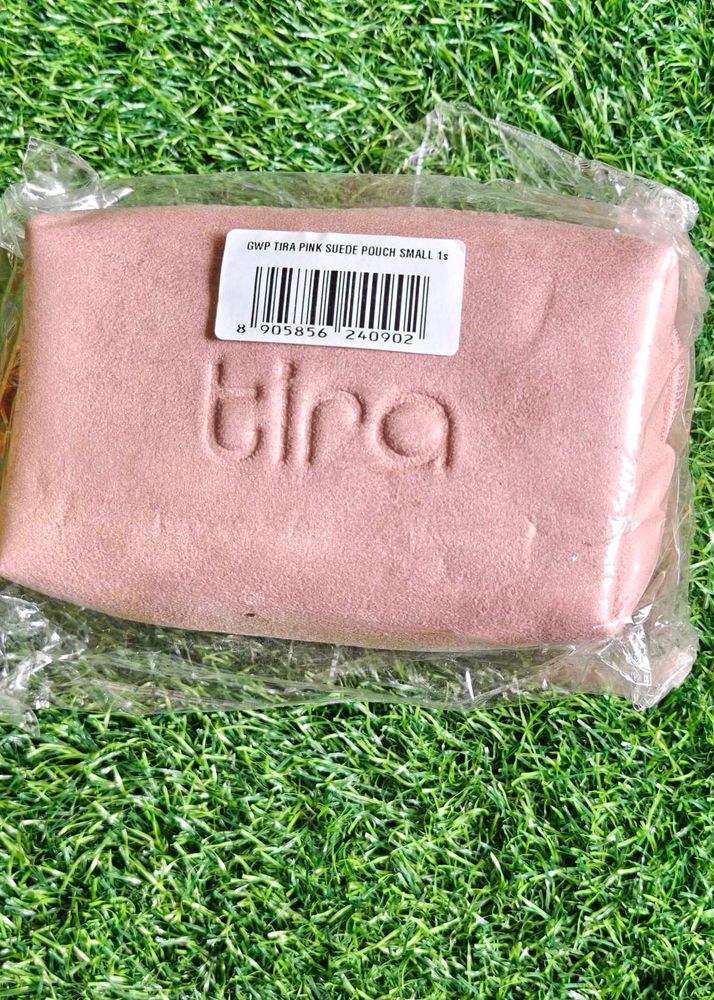 Tira Pink Suede Pouch