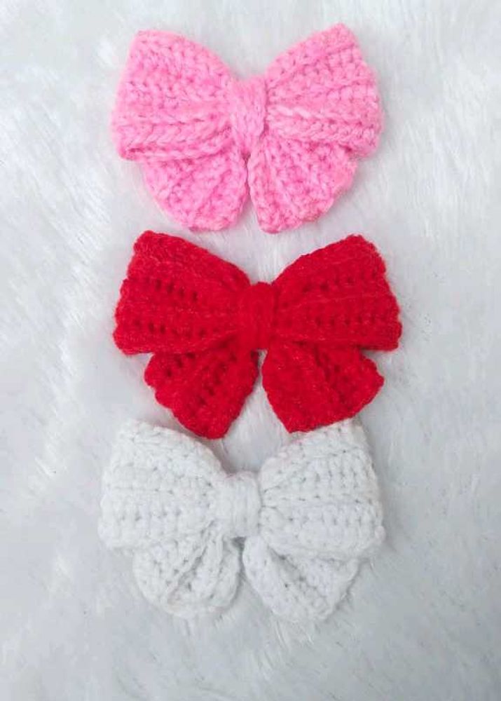Crochet Hair Bows - Set of 3