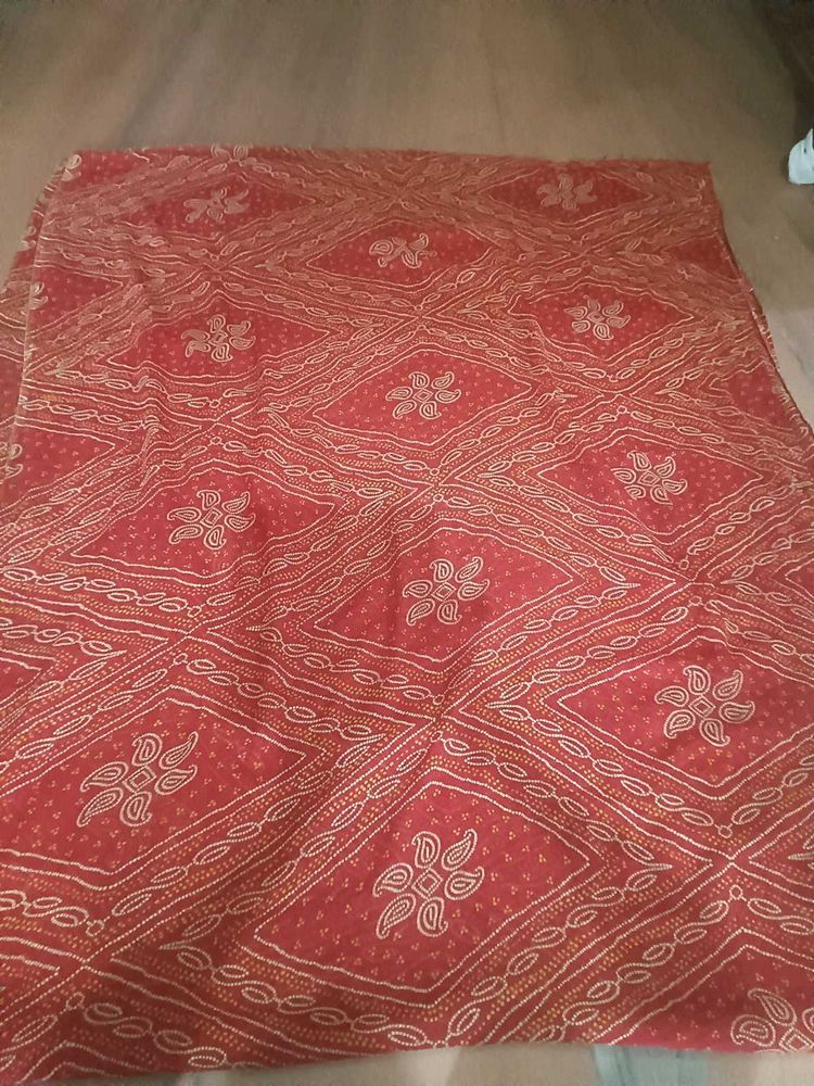 Red Bandhani Print Dress Material