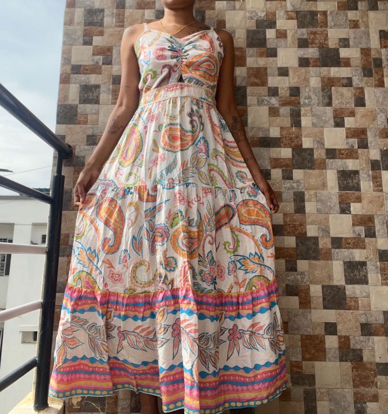 Bohemian Paisley Print Maxi Dress